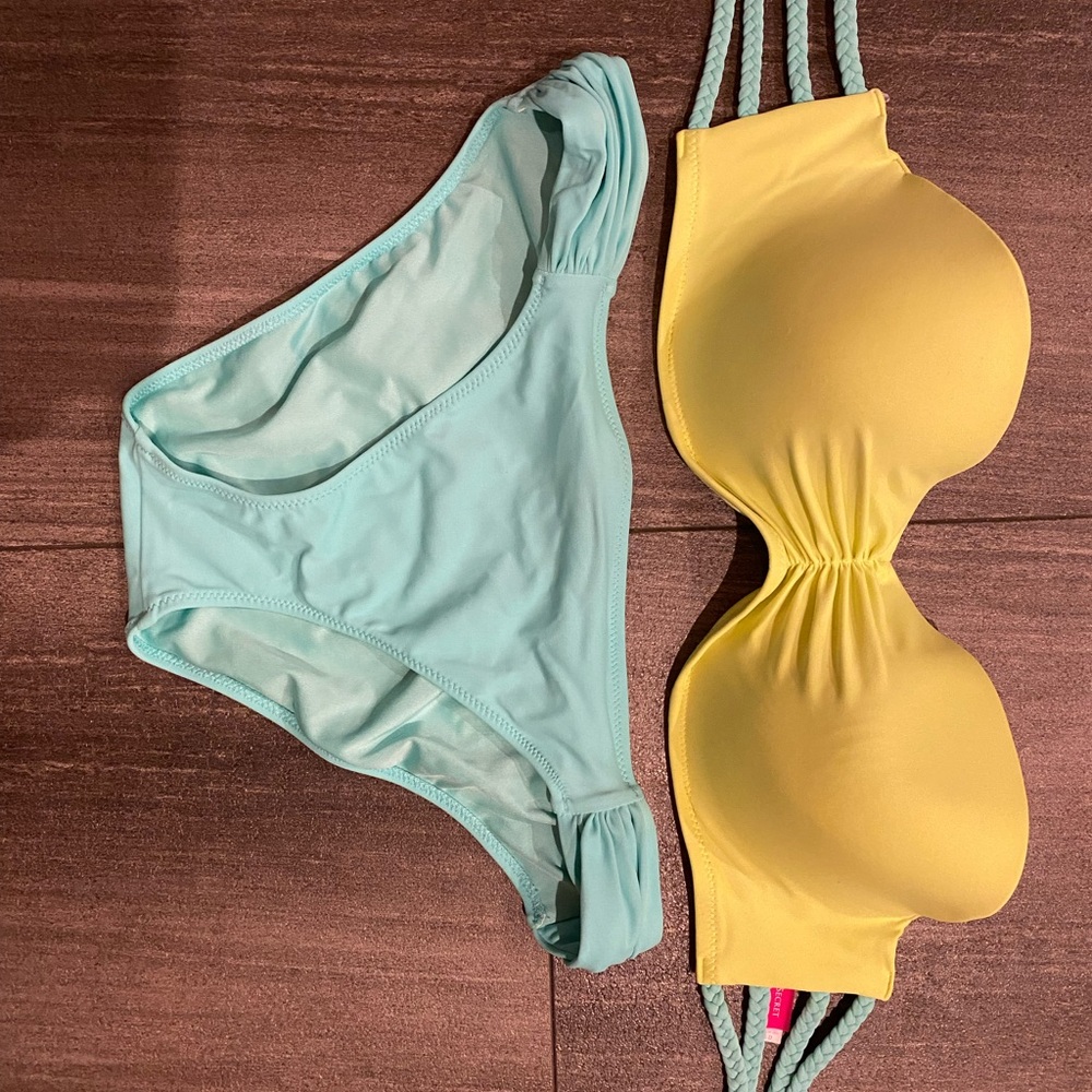 Victoria's Secret Yellow and Light Blue Bikini